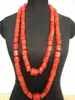 Ketting Oorbellen Set Bruiloft 2 Lagen Oranje Nigeriaanse Originele Mannen Koraal Kralen Sieraden Knappe Luxe Bruidegom Sieraden Ship301b