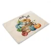 Table Mats The Fall Festival Autumn Harvest Placemat Pumpkin Dining Mat Car Orange Flower Print Linen Cup Pads Thanksgiving Gift