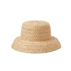 Hats X239 Children Straw Raffia Sun Hat Handwoven Lafite Retro Flat Top Folding Brim For Boys And Girls Travel Cap8274748