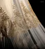 Bridal Veils Two Layers 3M Golden Lace Long Wedding Veil Cathedral Length Velos De Novia