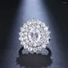 Wedding Rings Sparkling Full High Carbon Dimond Zircon Flower For Women Engagement Fine Jewelry Shiny Moissonite