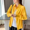 Women's Blouses Korean Chiffon Woman Shirt Long Sleeve Women Button Up Elegant Yellow Office Lady Loose Blouse