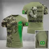 T-shirts pour hommes 2022 T-Shirt pour hommes brésiliens soldat vétérans drapeau impression 3d haute qualité décontracté été col rond Wom
