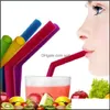 Canudos de bebida bebendo listras sile 6 coloras eco sts reutilizáveis ​​para 800 ml canecas smoothie smoothie otário flexível dh0011 123 j2 gota entregar dhxaw