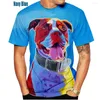 Magliette da uomo 2022 Uomini e donne Estate 3D Pitbull Cane Pittura Uomo T-shirt casual XS-5XL