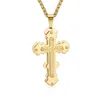 Pendant Necklaces Religious Orthodox Multi-Layer Cross Necklace Teen Boys Hip Hop Silver Color Stainless Steel Chain For Men Jewelry