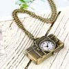 Pocket Watches Vintage Bronze Camera Form Arabiska siffror Display Quartz Watch Mini Pendant Clock FOB Sweater Chain Gifts for Kids