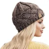 Basker vintage stickade vinterhattar för kvinnor fast färg varm mössa mjuk mohair virkning ski cap cross vertical stripe kvinnlig hatt