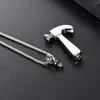 Ketten IJD10526 Hammerwerkzeugform Edelstahl -Einäscherung Halteske Halskette für Asche Urne Souvenirs Anhänger menschlicher Schmuck