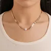 Choker temperamento catena a lisca di pesce collana di paillettes moda perla d'imitazione per le donne regalo di gioielli in lega alla moda in metallo