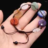 LINK BRACELETS NATURAL PEDRAS REIKI Cura Lucky Seven Chakra Spirit Pendulum Bracelet para joias para mulheres que produzem acessórios para presentes DIY