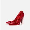 Chaussures à talons hauts rouges 8Cm 10Cm 12Cm pompes de mariage brillant bout pointu semelle nue en cuir noir dame classiques femmes avec boîte