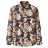 Men's Casual Shirts 7XL 8XL 10XL Plus Size Men Fashion Flower Autumn Long Sleeves Stretch Fabrics Loose Male Brand Clothes