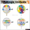 Party Decoration Party Decoration Stor Happy Birthday Colorf 4D Balloons med 22 tum rundformad mylarballong för baby shower rai dhxbx