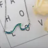 Pendant Necklaces Fire Blue Opal Paradise Wave Necklace Pendants Fashion Jewelry For Women Girls Drop