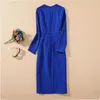 Robes d￩contract￩es Miuximao 2022 V￪tements pour femmes automne-cou O-cou ￠ manches longues Fold Slim Robe Fashion Fashion Elegant Office Style