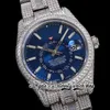 TWF V3 Sky tw326933 Mens Watch A9001 Complication Calendar Automatic Black Dial Iced Out Diamonds inlay 904L Oystersteel Bracelet Super Edition eternity Watches