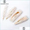 Hair Clips Barrettes Elegant Pearl Hair Pins Korean Geometric Clips Barrettes Headwear Hairpins Headbands Female Ornaments Accesso Dhfqa