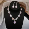 Pendant Necklaces European And American Bridal Necklace Jewelry Set High-end All-match Crystal Color Collarbone Chain Earrings Two-piece
