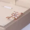 Cluster Rings Sparkling Y2k Flower Finger For Women Rose Gold Color Zircon Romantic Girls Ring Fashion Jewelry Trend Birthday Gift R080