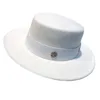 Chapéus de aba larga balde clássico clássico 100 chapéu de feltro de lã Brim Crown High Crown White Snow Leather feminina Fedora