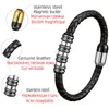 Bracelets de charme yan mil bijoux classique en acier inoxydable v￩ritable bracelet masculin en cuir v￩ritable pour femmes
