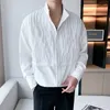 Koszulki męskie jesienne czarne białe koszula z długim rękawem Mężczyźni Slim Fashion Social Mens Korean Pleted M-3xl