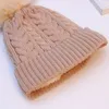 Winterpompom hoed gebreide unisex vaste kleur vrouwen warme dikke haakjes slouch hoed dame cap voor meisjes jongens mutsen