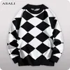 Suéteres para hombres 2022 Otoño Invierno Casual Harajuku Slim Punto Moda Bla White Mens Jerseys Streetwear G221018