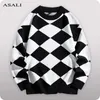 Maglioni da uomo 2022 Autunno Inverno Casual Harajuku Sottile Lavorato A Maglia Moda Bla Bianco Mens Pullover Streetwear G221018