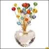 Objets Décoratifs Figurines 5 Couleurs Perles De Cristal Prisme Argent Arbre Figurine Verre Art Richesse Artisanat Chanceux Ornement Intérieur De Voiture F Dhhdw