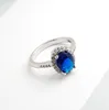 Anneaux de mariage Yunkingdom ovale Zircon cristal anneau mode bleu foncé pour les femmes bijoux fantaisie X0022