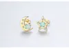 نجمة غير متناظرة Moon Opal S925 Silver Stud أقراط النساء مجوهرات كورية فاخرة مطلية بنسبة 18 كيلو دبلي