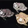 Pendant Necklaces 3 Color Golden Micro Pave Setting Rose Brooch Wholesale Unique Design