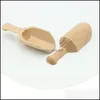 Spoons 8Cm Woodiness Short Handle Spoons Bath Salt Coffee Bean Mini Scoops Home Decorate Kitchen Ladle Drop Delivery 2022 Garden Din Dhyzw