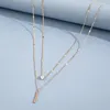 Pendant Necklaces Creative Pearl Heart Multi-Layered Alloy Necklace For Women Clavicle Chain