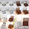 Jewelry Pouches Multi-Layer Big 6 Layers Wooden Box Display Casket Earrings Ring Boxes Organizer Gift White/Brown