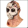 Máscaras de festa Horror Jason Cosplay Scary FL Head Latex Mask Open Face Haunted House Aps Supplies de Partidos de Halloween 220610 Drop Delivery Dhi5y