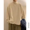 Men Long Sleeve T-shirts Autumn Winter Warm Korean Turtleneck Collar Solid Fashion Casual Comfortable Harajuku Tops Tees