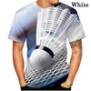 Herr t -shirts 2022 est sports badminton 3d tryck skjorta män cool rolig kreativ rund nacke mode mode