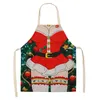 Parent-child Kitchen Apron Merry Christmas Printed Sleeveless Cotton Linen Aprons for Kids Men Women Home Cleaning Tools