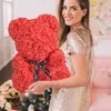 Drop Big Red Teddy Rose With Heart Wedding Flower Artificial Decor Mothers Day Gifts for Women Valentines Gift 220425