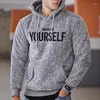 Sweat à capuche pour homme, Streetwear, chaud, polaire, décontracté, couleur unie, lettre imprimée, vêtements de sport, automne 2022