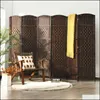 Screens Room Dividers 6-Panel Room Divider 6.5Ft Weave Fiber Folding Privacy Screen Black Hw67707 Drop Delivery 2022 Home Garden Dhnmw