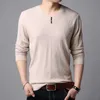 Suéteres masculinos Moda Sweater Casual em V ne Solid Color Knit