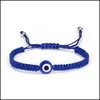 Bracelets de charme Novo Blue Evil Ey Eye Charme Saltigas de corda trançada Bracelets para homens homens Tartaruga elefante Hamsa Mão Bangle de cordas vermelhas fas dhqsv