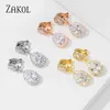 Brincos de colar Conjunto Zakol Big Water CZ Zirconia Stone Drop Sets for Women Engagement Party Jewelry Gift FSSP263