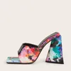 Sandaler Celebrity Fashion Mules Square High Heel Open Toe Slippers Summer Outdoor Slides Plus Size Formal Dress Shoes Women Size43