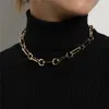 Choker Inledande tjock kedja V￤xla l￥s Guldhalsband Blandade l￤nkade cirkel f￶r kvinnor Minimalistiska halsbandsmycken