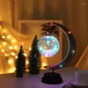 Decorazione per feste in metallo, luci lunari a led con lampada lucida, sfera Takraw, ghirlanda di lino naturale fatta a mano, notte di matrimonio in campagna, Ramadan